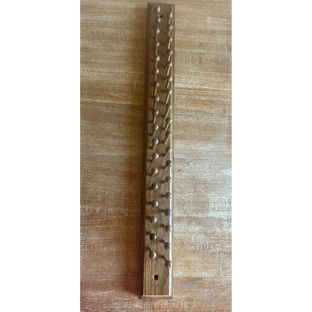 Interpur Vintage Wood Wall Rack 28 Peg Tie Jewelry Organizer Brown Mid Century